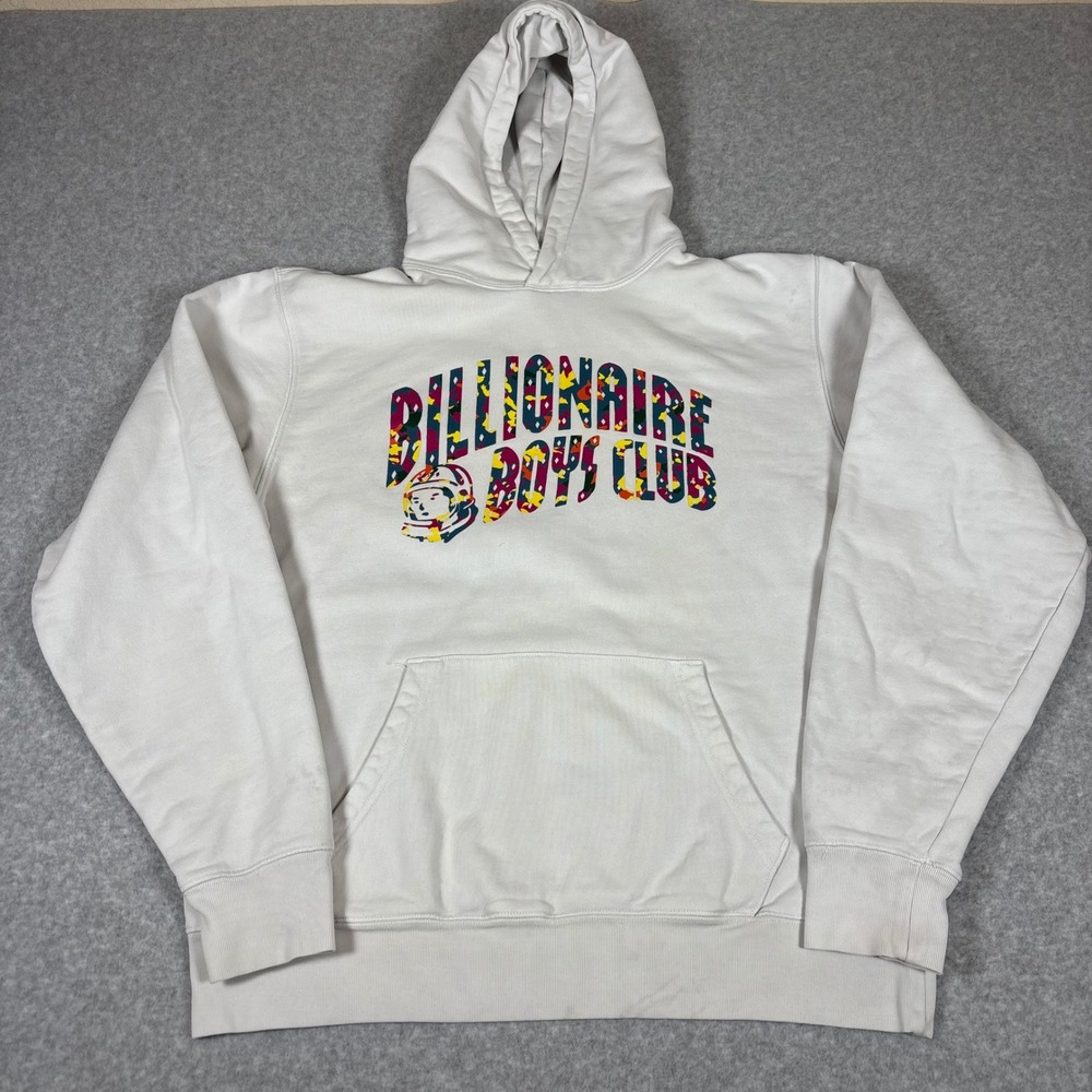 Billionaire Boys Club Hoodie Mens Large White Multi Color Arch Logo Pullover